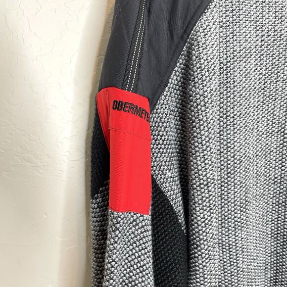 Obermeyer Whistler Pullover Sweater Jacket Mens XL Windbreaker Gray Red Wool - Picture 4 of 7